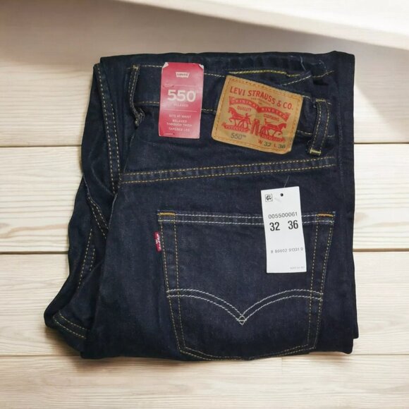Levi's 550 Men's Size 32x36 Relaxed Fit Tapered Leg Jeans Stretch Blue Denim NWT - Picture 10 of 14